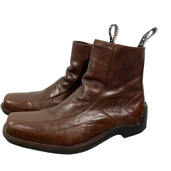 John Fluevog Keefer square toe leather Chelsea boots brown men’s 10 - Picture 1 of 15